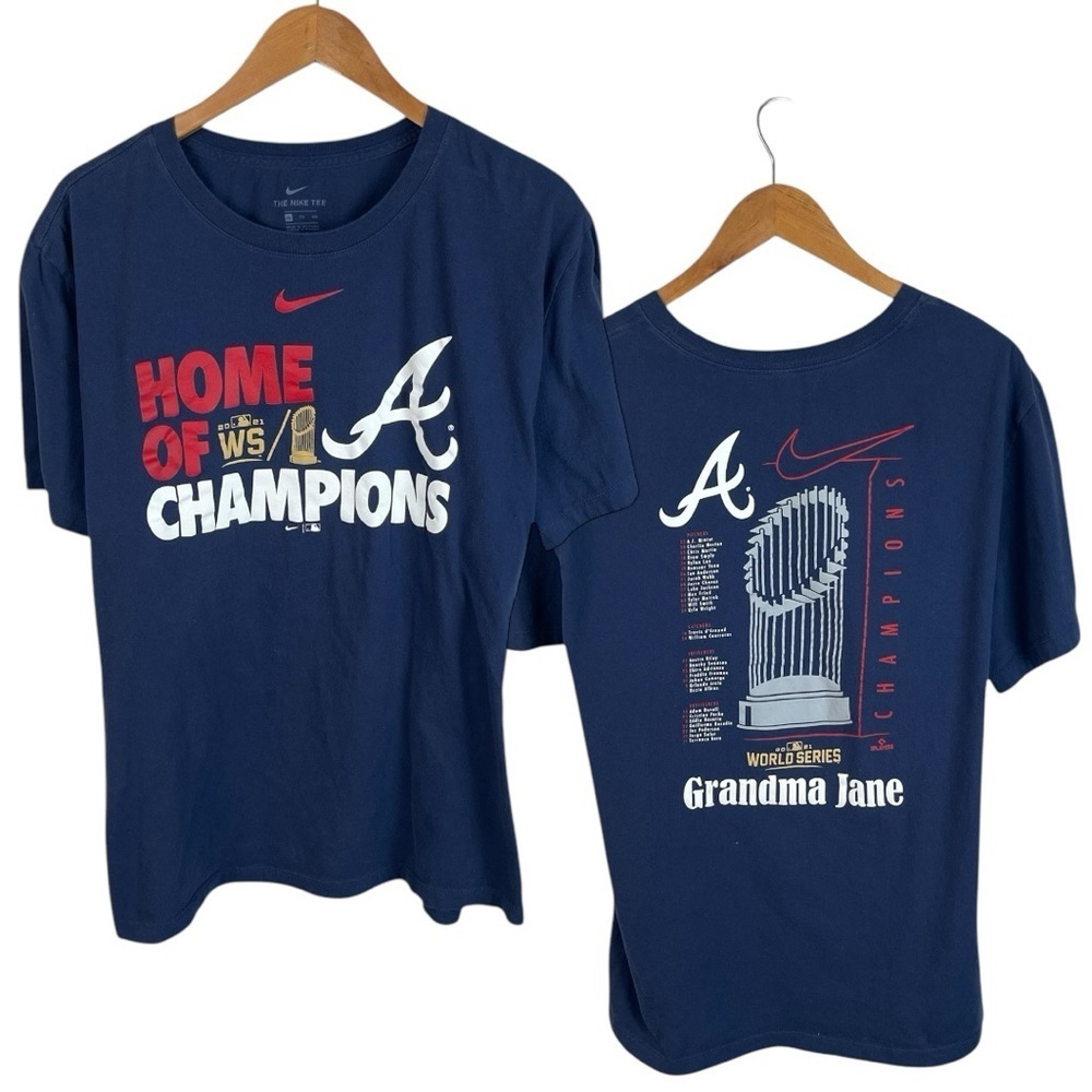 TS1139 Men’s Nike The Nike Tee Atlanta Braves Baseball Champions Shirt XXL